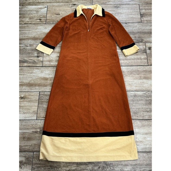 Vanity Fair Velour Robe House Coat With Zipper Brown - Picture 10 of 10